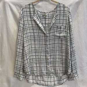 Calvin Klein Jeans Plaid Button Up Long-Sleeved Blouse‎ Top Shirt Size Medium
